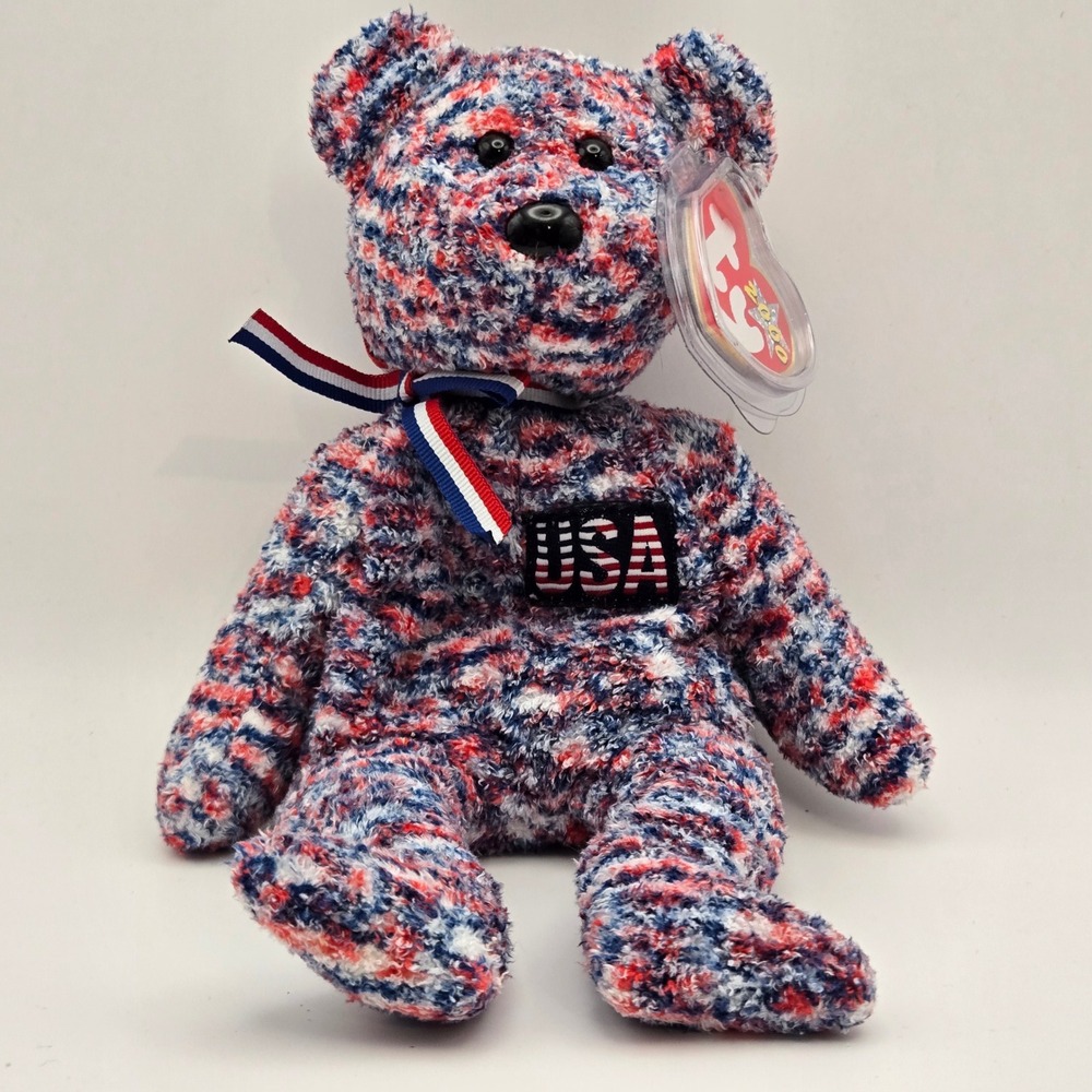 Ty 2000 USA Bear Beanie Baby Patriotic Americana Plush